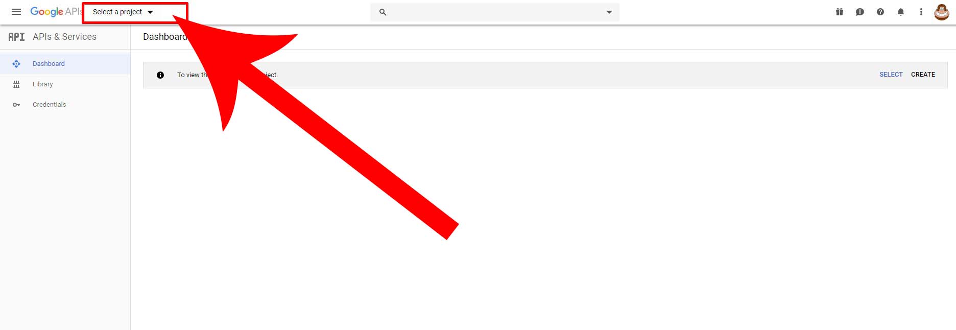 Step 11. Tap on Select a project Step 11. Tap on Select a project